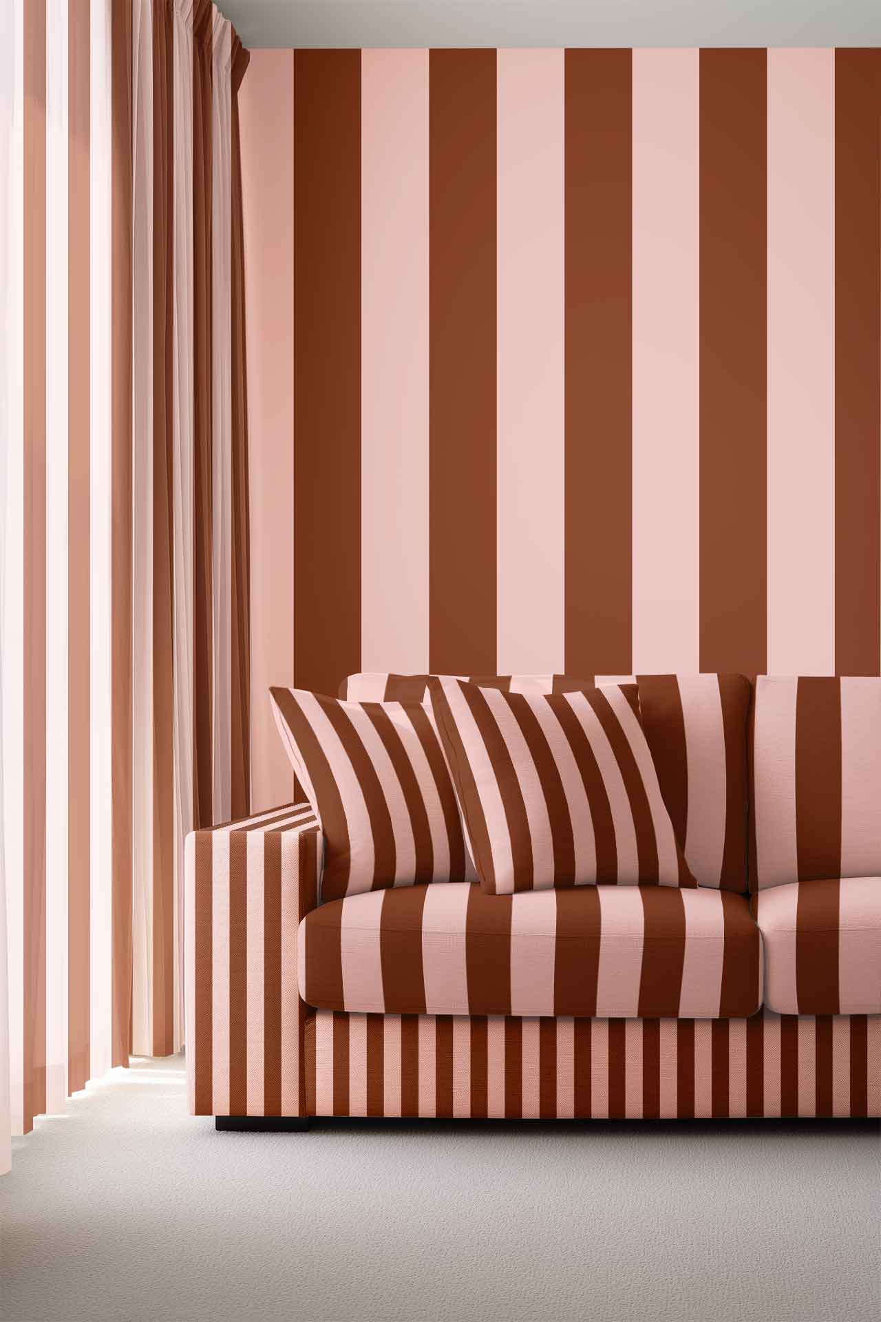 Terracotta & Light Pink Stripe