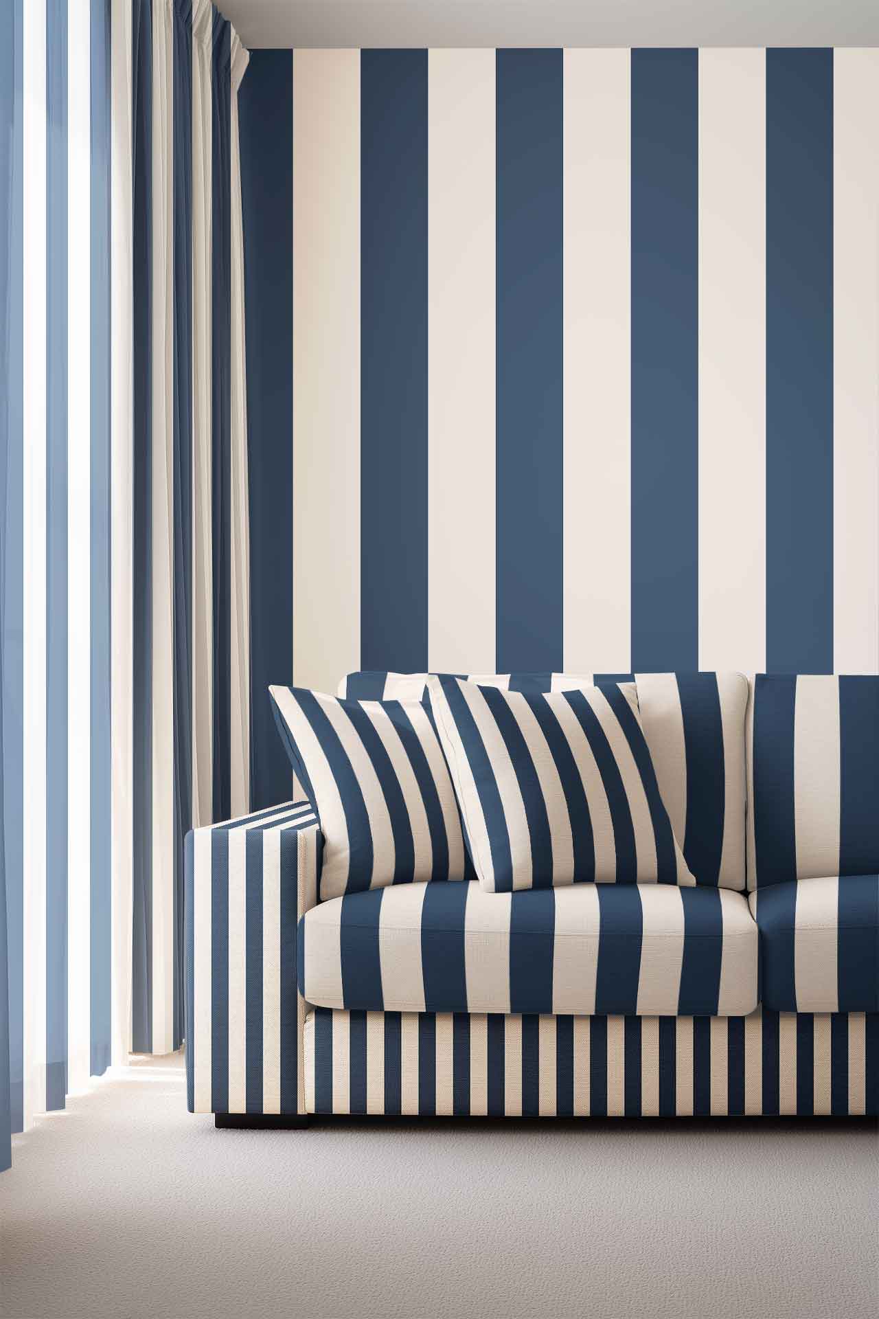 Dark Blue &amp; Cream Stripe