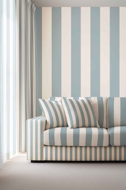 Light Blue &amp; Cream Stripe