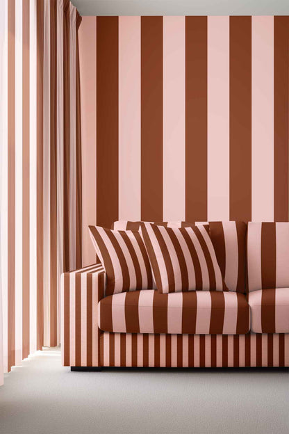 Terracotta &amp; Light Pink Stripe